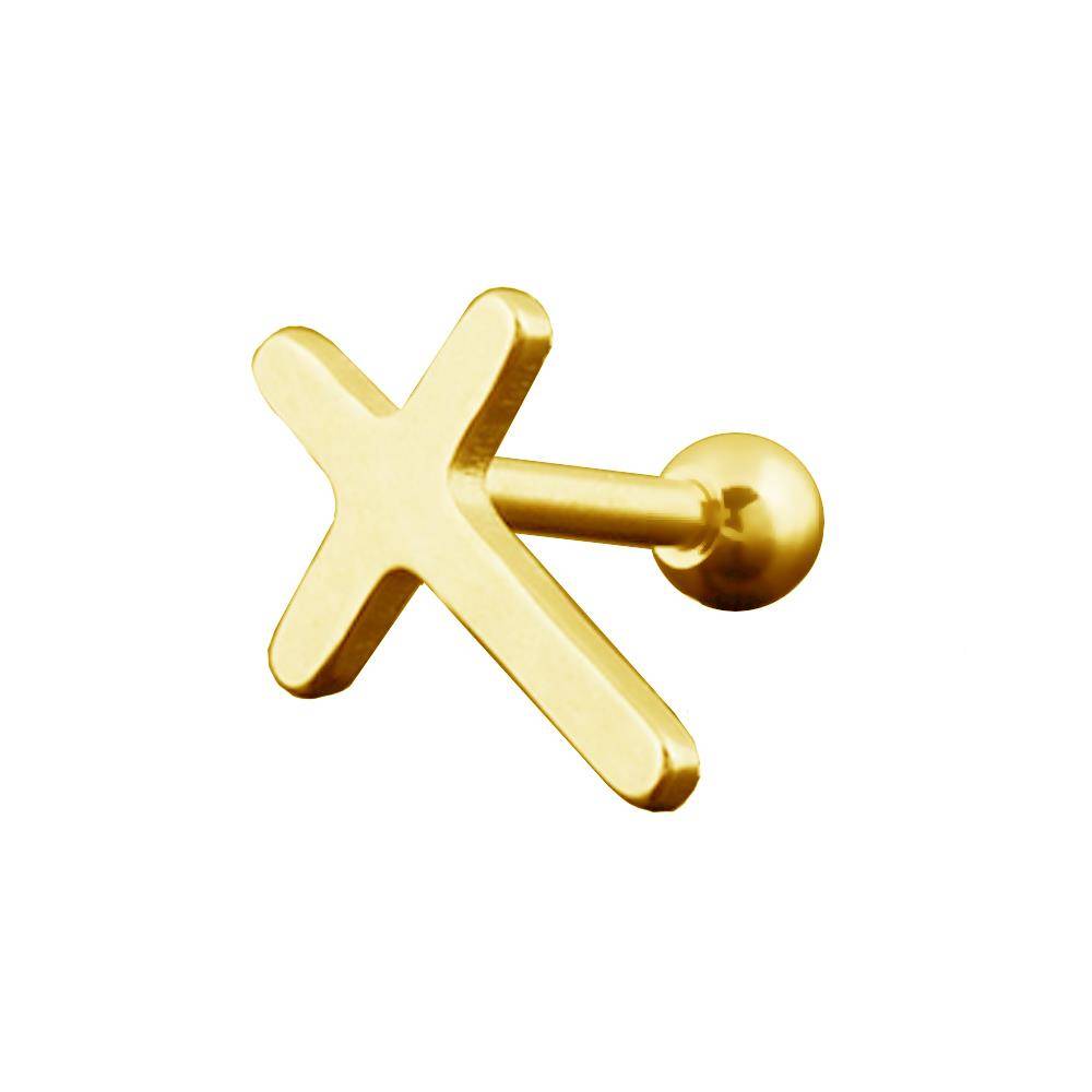 Kolczyk złoty krzyż - CH-028