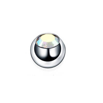 Nakrętka srebrna kulka z opalizującą cyrkonią - CZ-005