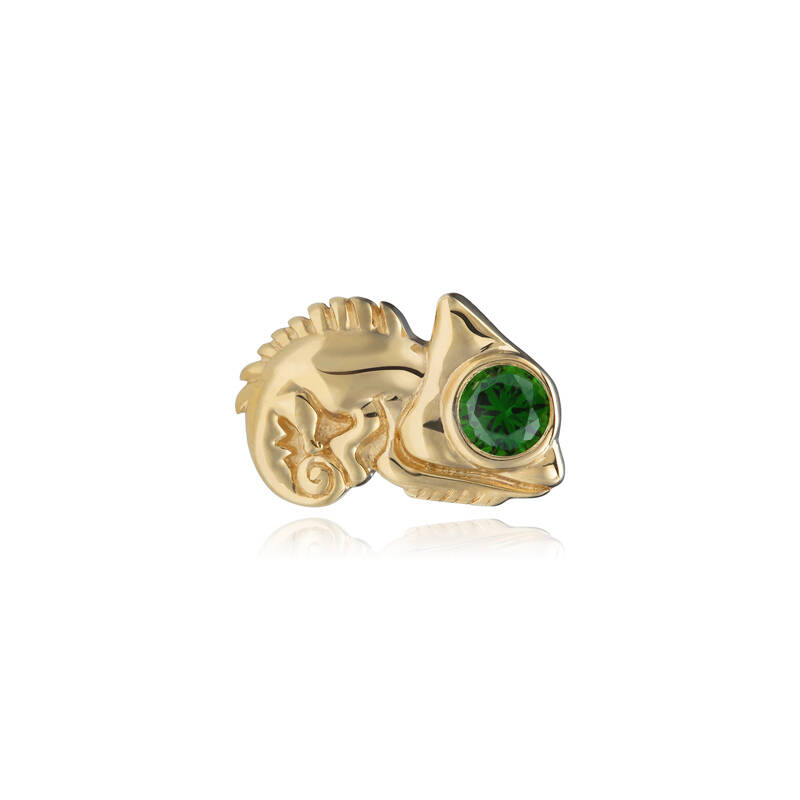 Nakrętka złoto 14K kameleon z zieloną cyrkonią - GD14K-001