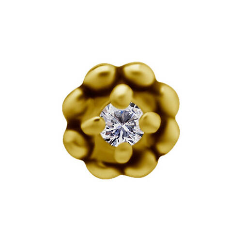 Nakrętka złoto 18K - kwiat z białą cyrkonią - GD18K-018