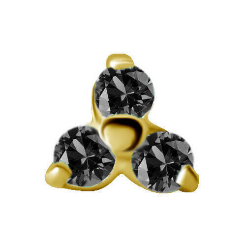 Nakrętka złoto 18K - trójkąt z czarnymi cyrkoniami - GD18K-019