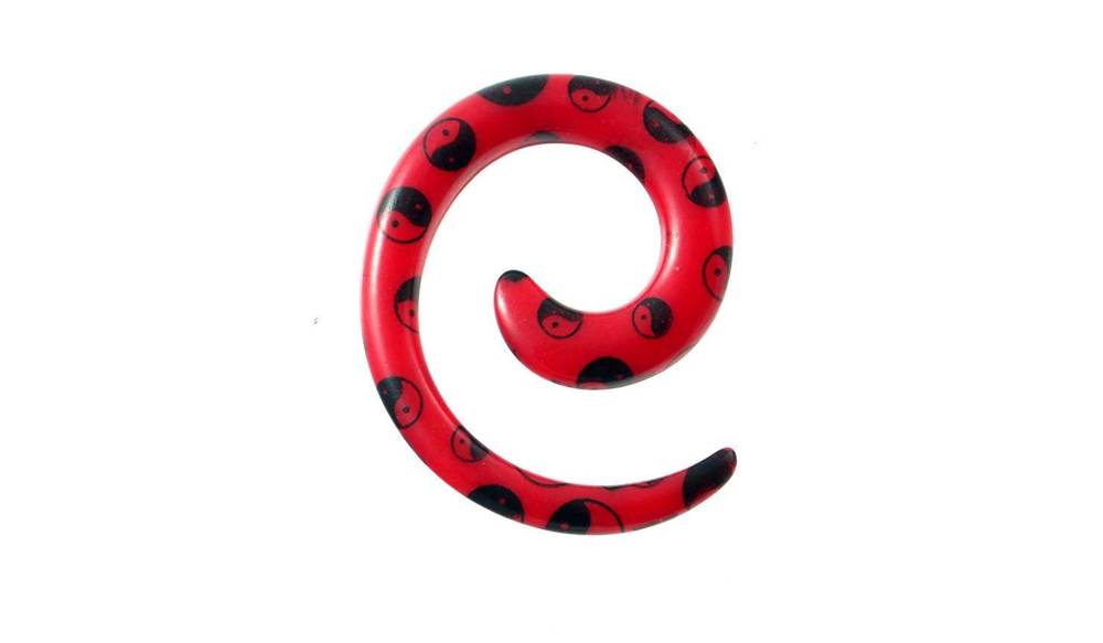 Spirala do uszu rozpychacz - czerwona yinyang - RS19