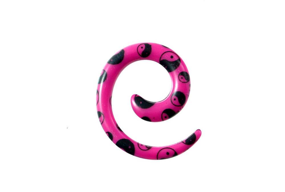 Spirala do uszu rozpychacz - różowa yin yang- RS12