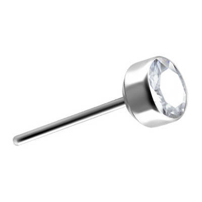 Tytanowa nakrętka PUSH IN - srebrna z białym kryształkiem - TPI-003
