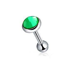 Kolczyk do ucha z zielonym kryształkiem - KDU-001