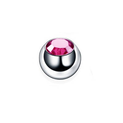 Nakrętka srebrna kulka z różową cyrkonią - CZ-005