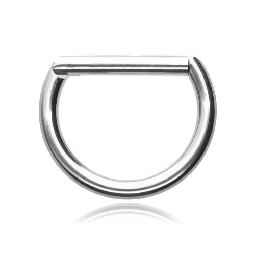Tytanowy kolczyk srebrny D-ring - TK-009