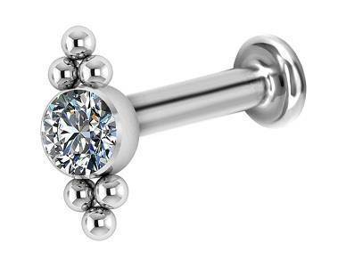 Tytanowy labret - Premium Crystals - srebrny - TGW-015